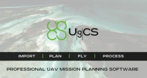 Promotional graphic for UgCS professional UAV mission planning software.