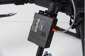 JBUAS SkyHub 3 drone communication system mounted on an unmanned aerial vehicle.