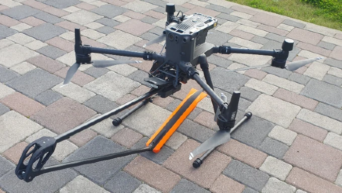 EchoNIMBUS SSS mounted 2 EchoNIMBUS side-scan sonar system, drone mounted for airborne hydrographic surveying.