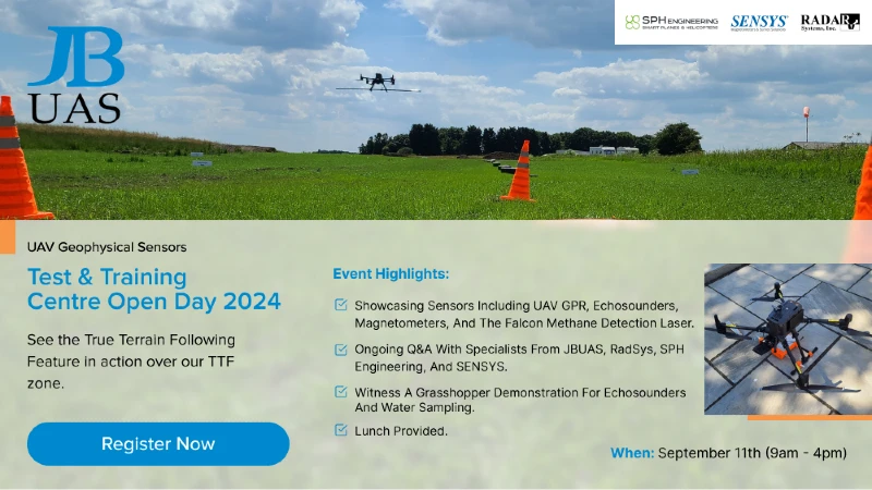 JBUAS Open Day 2024 drone demonstration at the UK geophysical test centre.