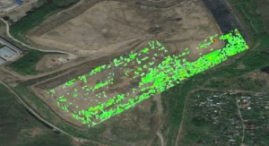 Visual output represents SPH Engineering’s methane‑ranking workflow, mapping gas intensity across the mission grid for emissions assessment.